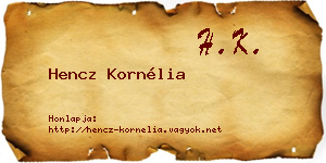 Hencz Kornélia névjegykártya